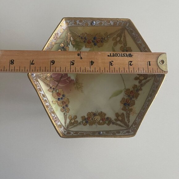 Beautiful Vintage Hand Painted Morimura Nippon Bowl Dish with Three Foot - Picture 6 of 10